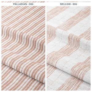 Rödrosa randigt/blekt markistyg med ränder, metervara för klädsel, soffa, fåtölj, fotpall och sänggavlar | Mellow/Palladian