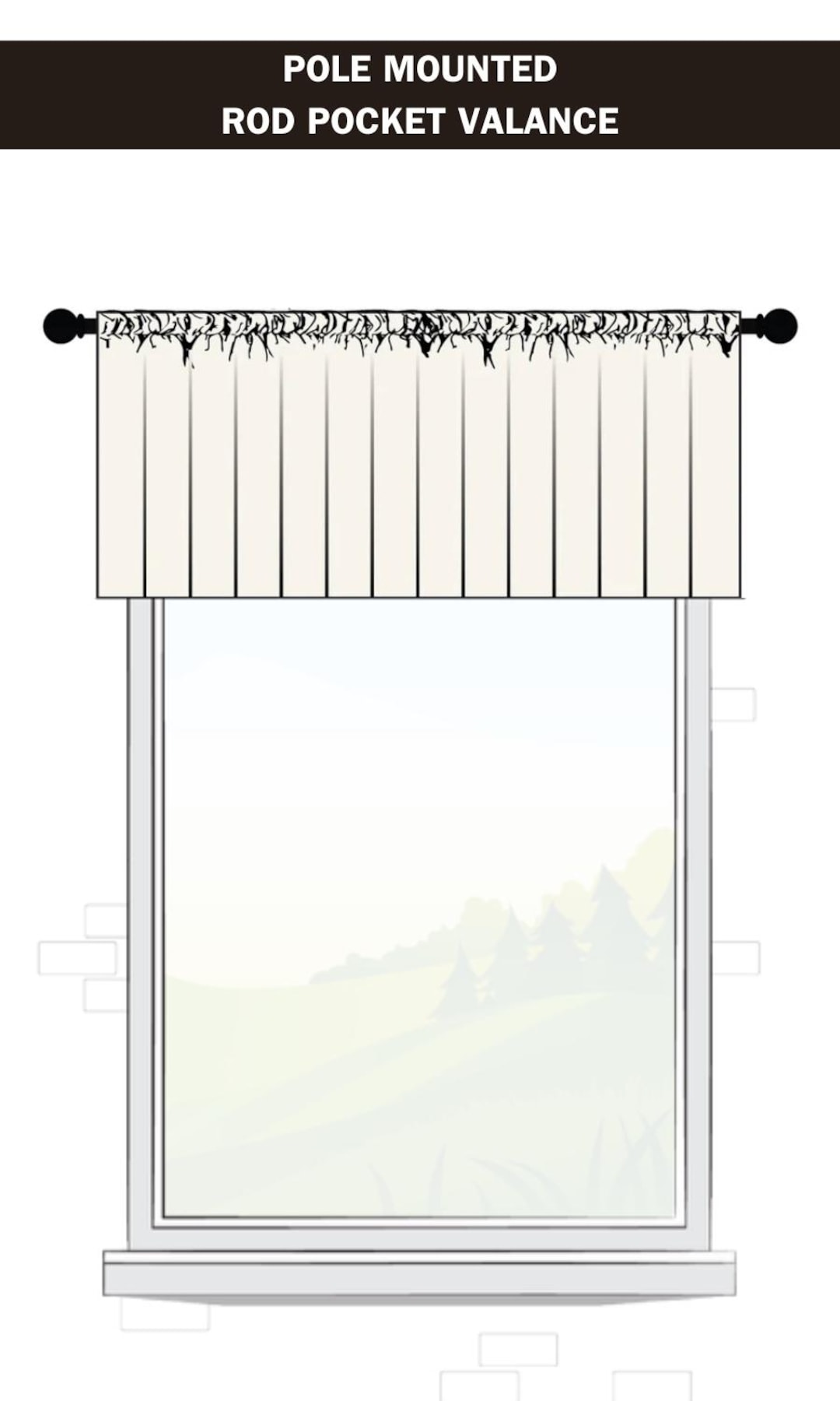Custom Rod Pocket Valance for Window. Pole-mounted Curtain Valance in ...