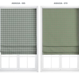 Litet Tattersall-rutigt sammetstyg, måttbeställt för klädsel, soffor, stolar, bänkar och heminredning | Grågrön, stålblå | Awassa