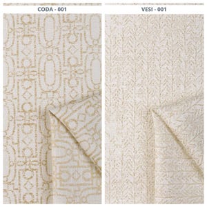 Geometric Patterned Window Curtains. White/ Beige. Custom Size Panels. Blackout Add-On. Back Tab/ Flat Top/ Grommet/ Rod Pocket (Coda/ Vesi)