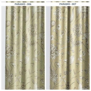 Botanical Floral Custom Pinch Pleat Curtains. Lined Window Drapes. Any Length/ Width Drapery. Blackout Add-On | Green/ Brown/ Beige | Paramo