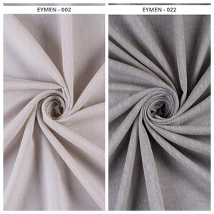 Plain Linen Texture Sheer Pinch Pleat Curtains. Light Filtering Custom Window Drapes. Any Length/ Width | Fawn Beige/ Warm Grey | Eymen