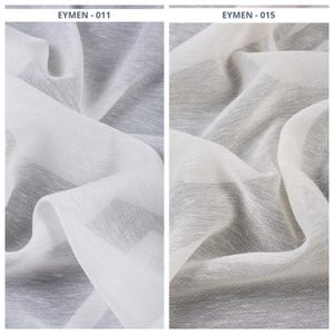 Plain Textured Sheer Pinch Pleat Curtains. Light Filtering Custom Size Window Drapes. Any Length/ Width Drapery Panel | White/ Cream | Eymen