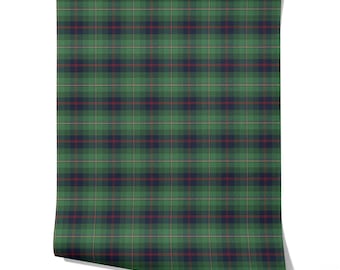 Plaid Checkered Wallpaper. 2 Patterns. Extra Wide Roll. Geometric Patterned. Non-Pasted Traditional Wallpaper. Green/ Blue/ Red