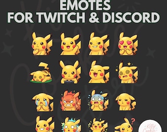 16 Animated Pikachu Emotes Pack for Twitch, YouTube and Discord | Cute Pokemon Emotes | Twitch Emotes for streaming