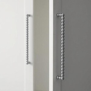 Cabinet Pulls: Polished Chrome Beaded Ball Handle, Long Wardrobe Door Pull, Minimalist Kitchen Hardware