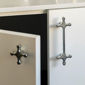 Polished Chrome Cross Shaped Cabinet Pulls: Modern Wardrobe Handle