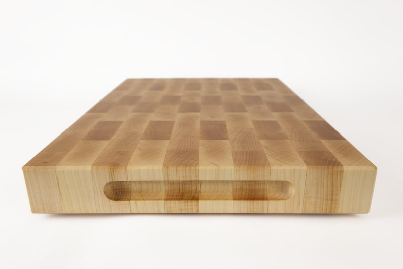 Planche à découper en érable dur - bloc de boucher professionnel pour les gourmets et les chefs : 40 x 30 x 4,5 cm With finger grooves