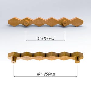 Art Deco Zigzag Wooden Cabinet Pull, Solid Wood Hardware (6 or 10 Inch CTC)
