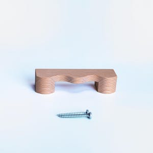 Wavy Wooden Cabinet Pull, Oak Ash Maple Birch Drawer Handle, Kitchen Cabinet Pulls, Dresser Drawer Handles, Multiple Sizes (3"–13" CTC)