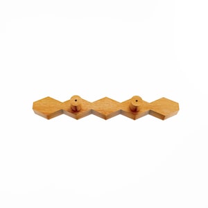 4" CTC, 10" OAL, 5-Zigzag Wood Kitchen Cabinet Pull, Long Geometric Dresser Drawer Handle, Solid Wood Hardware, Maple Oak Ash Beech Birch