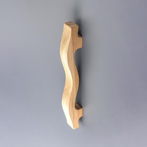 5-9" CTC Wavy Bridge Wood Cabinet Pull, Curved Drawer Handle, Solid Wood Door Hardware, Modern Dresser Pull, Oak Ash Maple