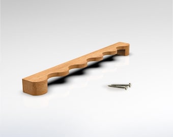 Tirador de madera ondulado para armario, tirador de cajón de roble, fresno y arce, tiradores para armarios de cocina, tiradores para cajones de cómoda, varios tamaños CTC: 10"–12"