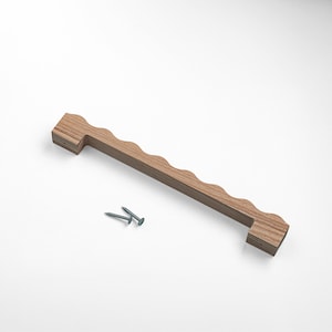 Golvende houten kastdeurkruk, U-vormige massief houten ladehandgreep, Scandinavisch modern meubelbeslag, esdoorn eiken essen beuken