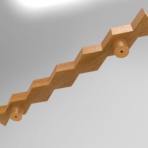 Art Deco Wooden Cabinet Pull  Zigzag  8 Inch CTC, 12 Inch Geometric Drawer Handle, Solid Wood Furniture Hardware, Maple Oak Ash Beech Birch