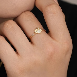 Stapelringar med himmelsk sol och måne, matchande ring för par, ring i 925 sterlingsilver, present till par, present till mamma, presenter till vänner