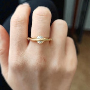 Rotatable Moissanite Engagement Ring, Fidget Spinner Ring, Sterling Silver Wedding Jewelry, Dainty Minimalist Ring for Her