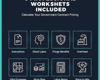 Government Contract Pricing Worksheet Excel Wrap Rate Calculator Labor Rates Overhead G&A Fringe GovCon