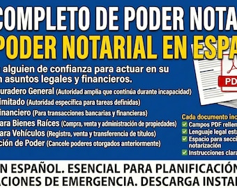 Poder Notarial Espanol - Kit Completo Vollmacht