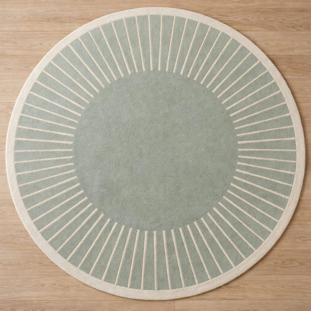 Channel Round Rug Minimal Round Rug: Soft Modern Radial Line Pattern - Etsy
