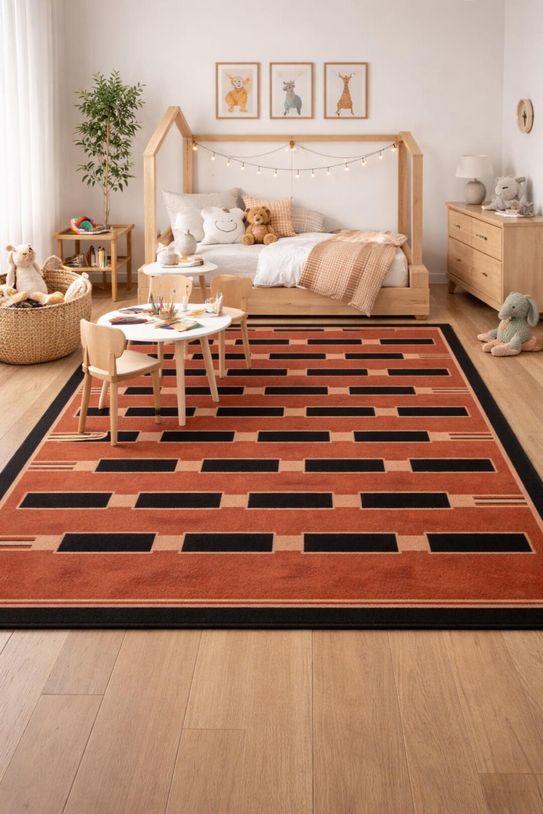 Modern Geometric Hallway Rug – Contemporary Brick Pattern Entryway ...