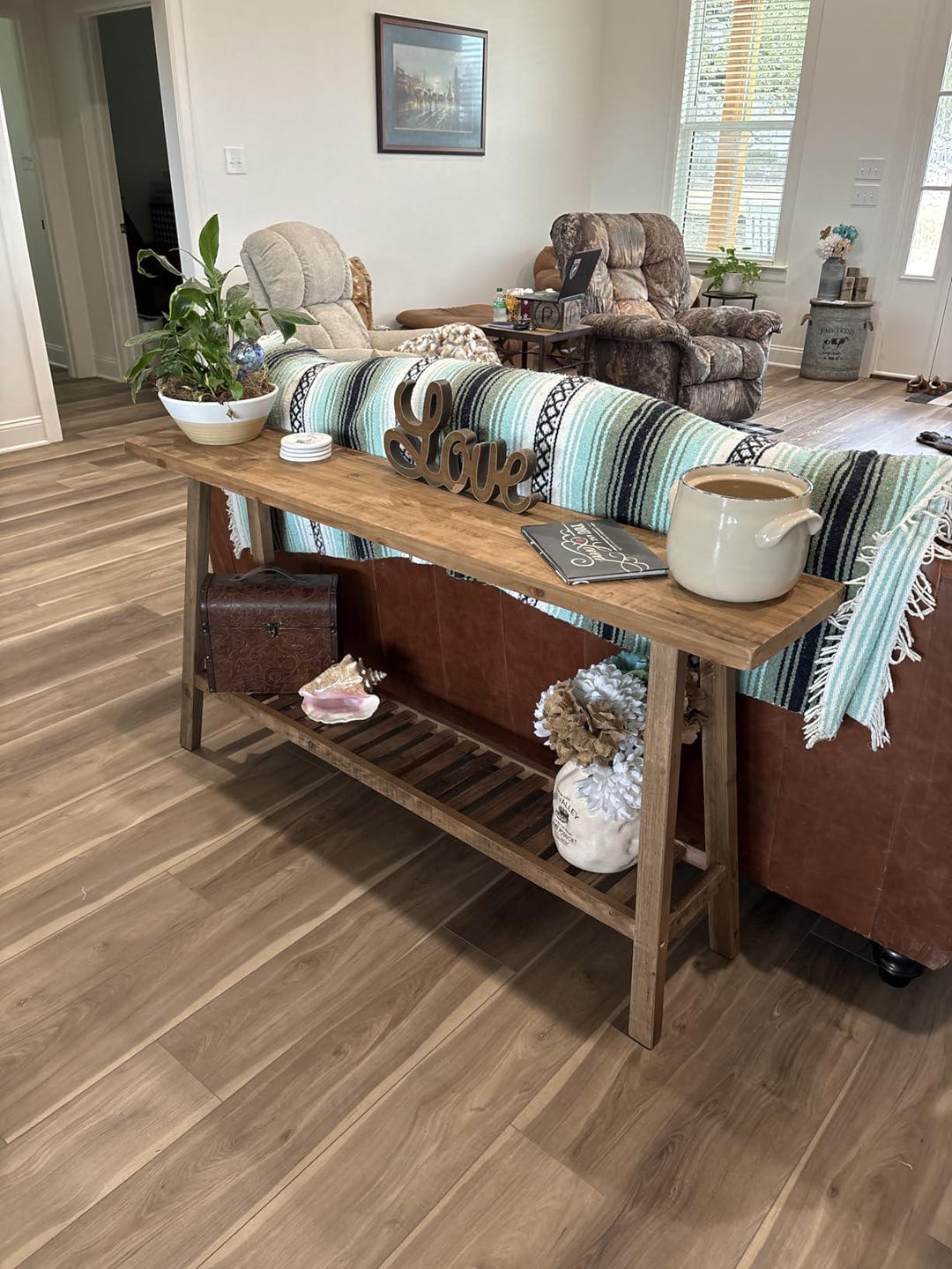Reclaimed Wood Entryway Table: Rustic Farmhouse Console With 2-tier ...