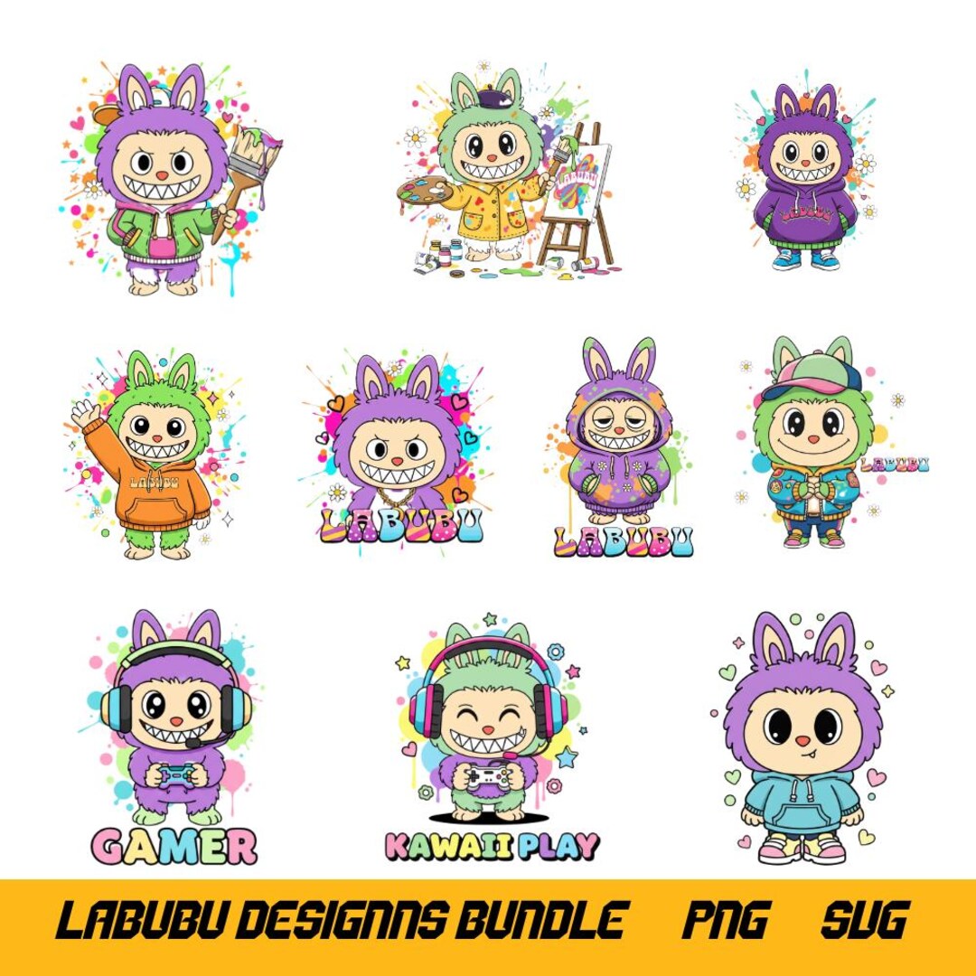 Labubu Monster Art Png | Cartoon Character Illustration | Labubu Svg ...