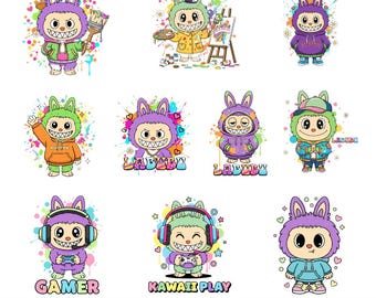 Labubu Monster Kunst Png | Cartoon Charakter Illustration | Labubu SVG Schnittdatei | Digitaler Download | Kinder Kunsthandwerk & Geschenke