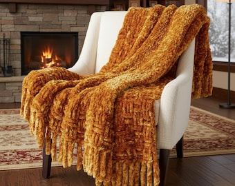 Chunky Chenille Decke werfen Häkelanleitung | Anfängerfreundlich (PDF Download)