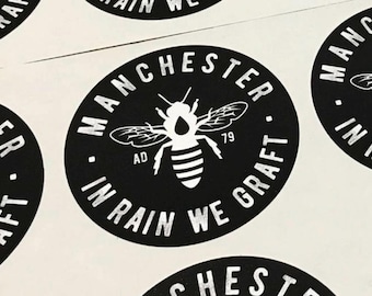 Manchester Bee Vinyl Sticker | 4x4 Inch Waterproof Decal (Handmade)