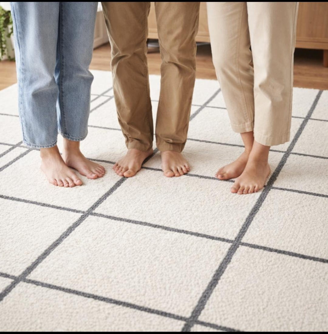 Elegant Grid Pattern Soft Area Rug – Modern Comfort for Your Home. BY ...