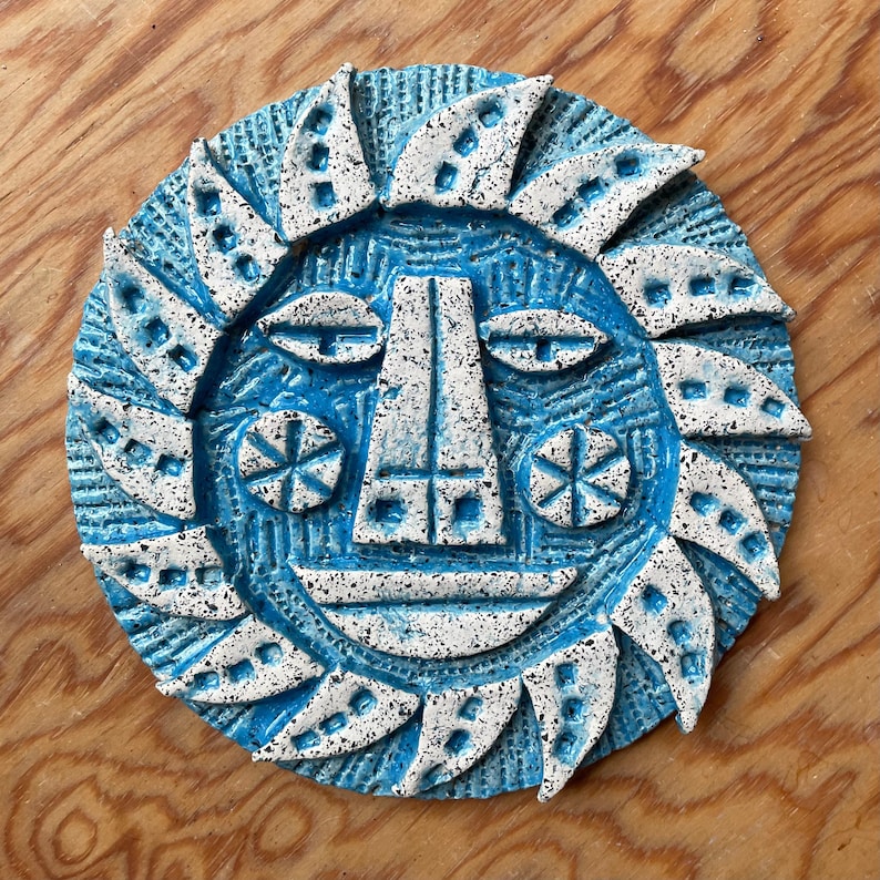 Blue Object Radiation Cubist Handmade Ceramic Sun Sculpture Modernist Original Wall Relief - Etsy