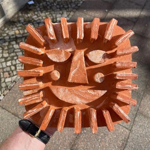 Brutalist Ceramic Sun God Sculpture MCM 3D Wall Art Handmade original