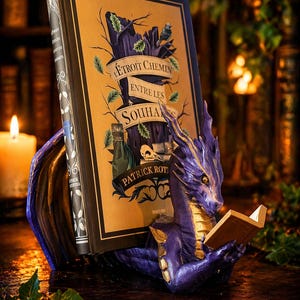 Reading Dragon Book Holder – Hand Painted Fantasy Book Support – Dragon Reader Library Decor – Gift for Book Lovers