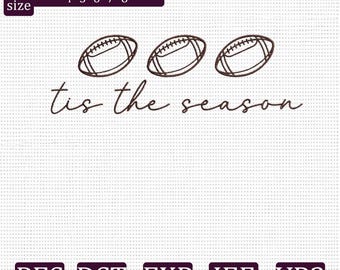 Stickdatei „Fußballsaison“ mit Football-Spruch, digitaler Download für die Sportsaison im Herbst