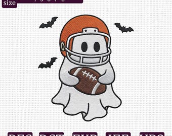 Football Ghost Embroidery Design, Halloween Sports Machine Embroidery File, Cute Spooky Football Digital Download