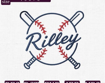 Personalisierter Baseball Name Stickmuster, Stickdatei für Baseballspieler, Sport Maschinenstickmuster