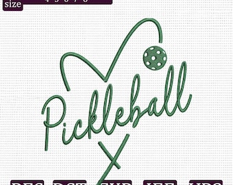 Pickleball Herz Stickdatei, Süßer Pickleball Liebhaber Stickdatei, Coquette Sports PES DST