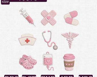Krankenschwester Stickdatei, Krankenschwester, Krankenschwester Leben digital, PES DST EXP jef vp3