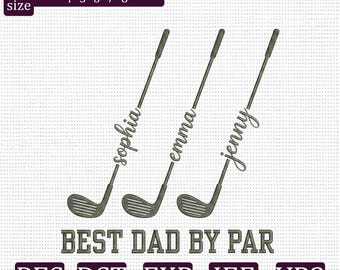 Bester Vater von Par Stickdatei, benutzerdefinierter Golf-Vater PES DST JEF exp vp3-Datei, Vatertags-Golf-Stickerei