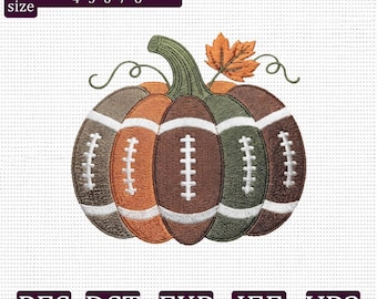 Stickmuster „Fußballkürbis“, Stickdatei für die Stickmaschine zum Herbstspieltag, Digitaler Download für Thanksgiving-Sportarten