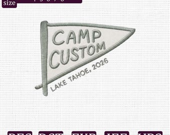 Camp Benutzerdefinierte Wimpel Stickmuster PES DST EXP jef vp3 Datei Lake Tahoe Camp Maschinenstickerei