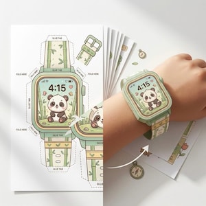 Panda Paper Watch Craft Kit | Kawaii Smartwatch Activity,paper watch template(Digital Download)