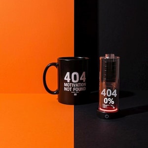 404-felmugg, svart minimalistisk kodningshumormugg