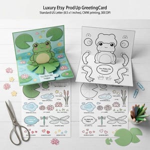 Printable Frog Pop Up Card Template | DIY Frog Greeting Card | Cute Printable Gift | Paper Craft Kit | Instant Digital Download | PDF SVG