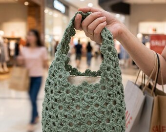 Crochet Floral Tote Pattern | Daisy Flower Bag Digital Pattern | Beginner DIY Bag Pattern | Crochet handbag Pattern with Video Guide