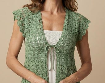 Lace Bolero Crochet Pattern PDF | Beginner Shrug Cardigan Tutorial | Summer Crop Top Cover-Up | Crochet Digital Pattern with Video Guide