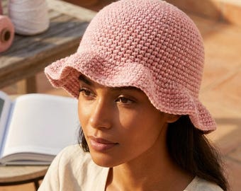 Modello di cappello da sole all'uncinetto con video tutorial / Modello di cappello da sole all'uncinetto senza cuciture in PDF / Modello di cappello estivo a secchiello / Modello di cappello all'uncinetto