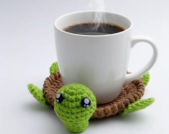 Schema sottobicchiere tartaruga all'uncinetto in formato PDF / Schema sottobicchiere tartaruga in amigurumi / Schema facile all'uncinetto in amigurumi / Schema e video sottobicchiere all'uncinetto