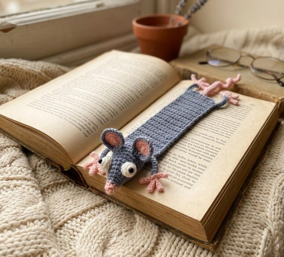 37 Rat Crochet Patterns: Amigurumi Rats, Mice, and Whimsical Rodent Designs 14 Crochet Rat Bookmark Pattern Squished Mouse Crochet